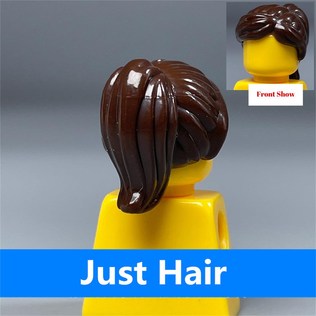 Non-Toxic 10Pcs Moc Bricks Female Children Hairs High Ponytail For 4Cm Figure Wear Head Body Parts Accessories Diy Building Blocks Kids Toys