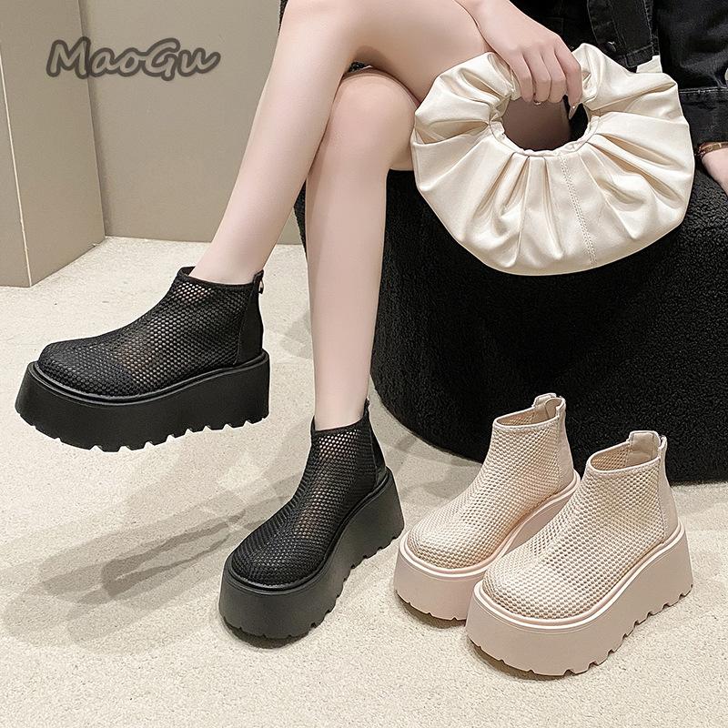 Fashion 2025 Summer Boots New Women Fashion Short Botines Hollow Out High Platform Breathable Botas Mujer for Women's Shoes Size 35-40