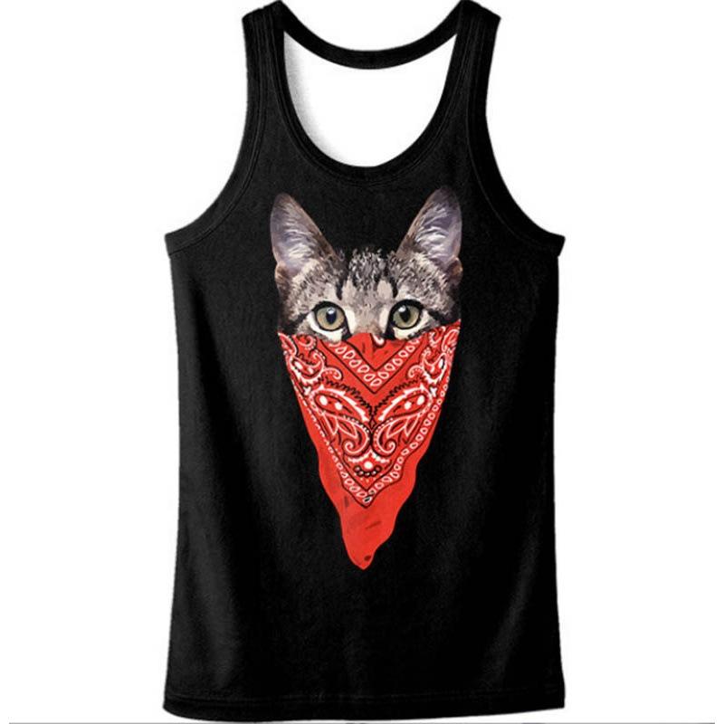 

Животное Кошка 3D Цифровая Печать Бег Фитнес I-образная Майка Без Рукавов L