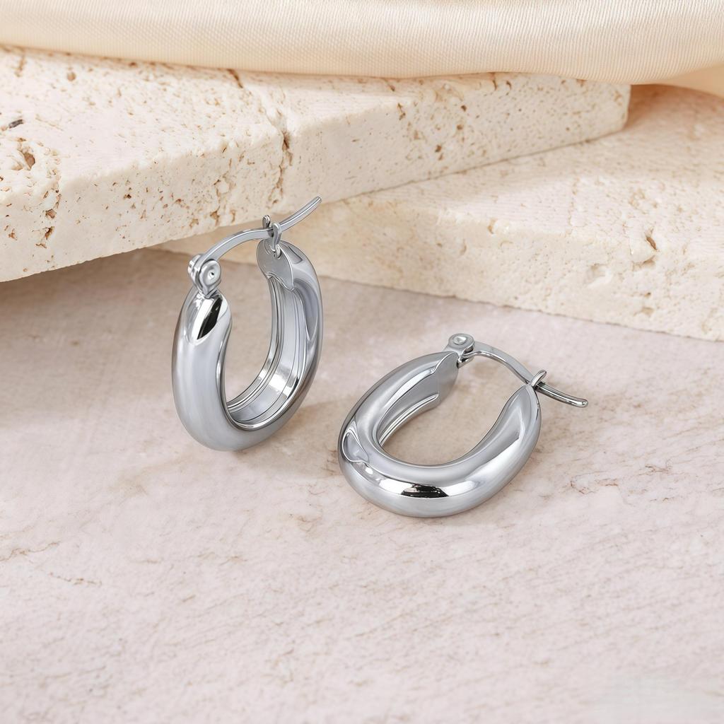 Titanium Steel Light Luxury Colorfast Hoop Earrings with High-End Feel