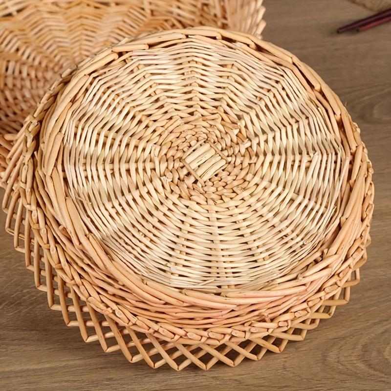 Vintage Rattan Willow Wicker Fruit Bowl Handmade Home Decor Dried Fruit Tray Bread Basket Snacks Sundries Basket