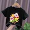 Kirbys Hemd Sommer Rundhals Rundes T-Shirt Baby Baumwolle Kurzarm Oberteile Mädchen Einfarbige Kinder Gedrucktes Anime Weißes T-Shirt Niedliche T-Shirts