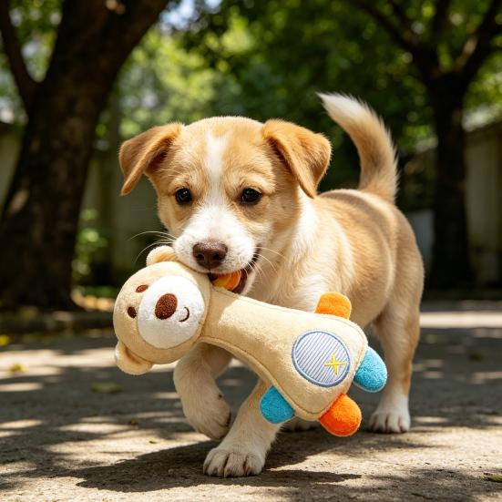 Pet Toy Sound Design Interactive Puppy Chew Toy with Built-in Rattle Cartoon Dog Monkey Design Teeth Oral Health Safe Chew