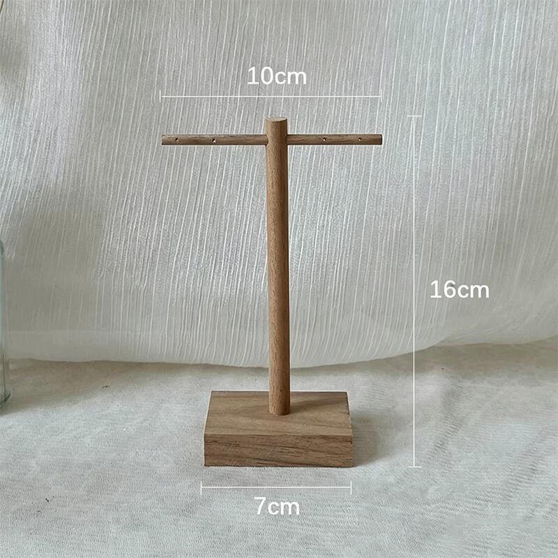 Premium Walnut Wood Earring Display Stand - Vintage Cross Jewelry Holder for Studs & Dangles