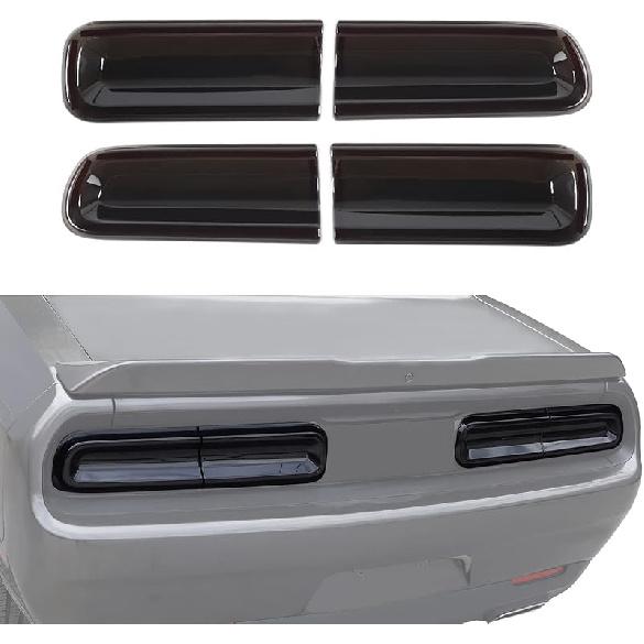JeCar Smoked Tail Light Covers Rear Light Guards Exterior Accessories Compatible With Dodge Challenger 2015-