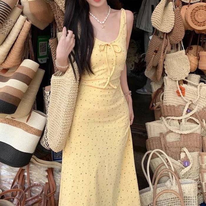 Women s French Floral Sleeveless Maxi Dress - 2026 Summer Chic Trend L