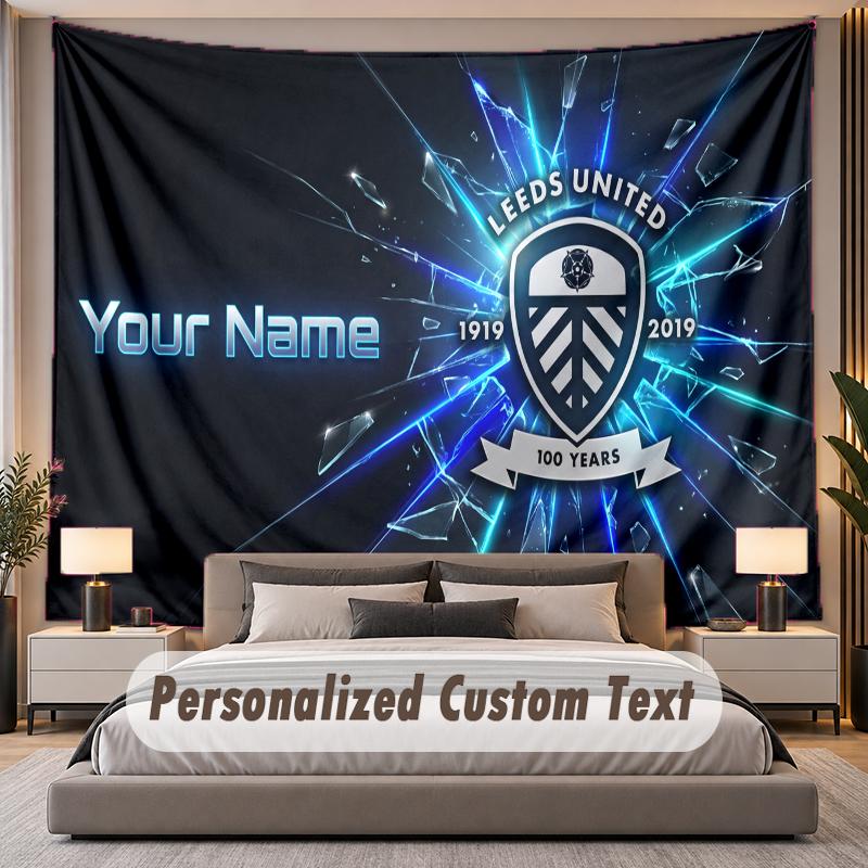 Custom Name Text Tapestry Leeds United Personalized Polyester Wall Tapestry For Bedroom And Room