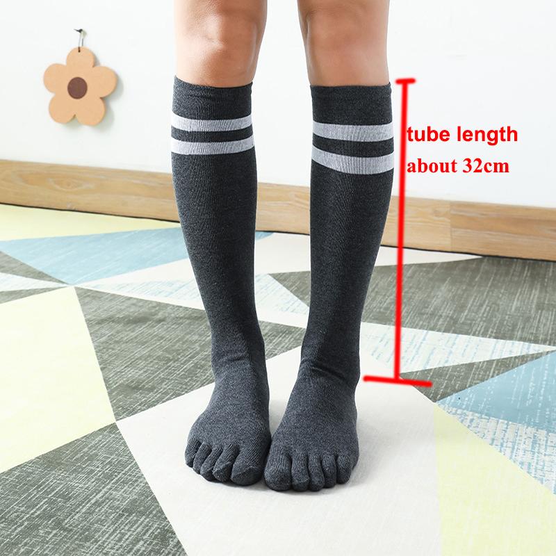 3 Pairs Long Black White Calf Socks Five Finger Cotton Stockings For Women Girls Striped Split Toe Sport Knee Socks Five Fingers