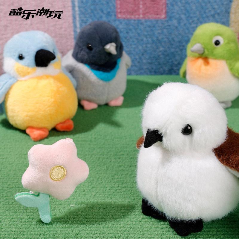 Realistic Blue Tit Fat Bird Plush Toy Soft Fluffy Kingfisher Sparrow Tit Simulation Stuffed Animal Cute Bird Plushie Gift