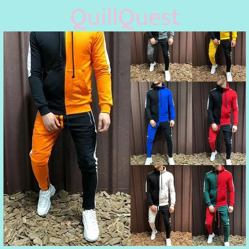 Stylish Men's Tracksuit Suit With Hoodie And Zipper Closure For Gym And Sports
