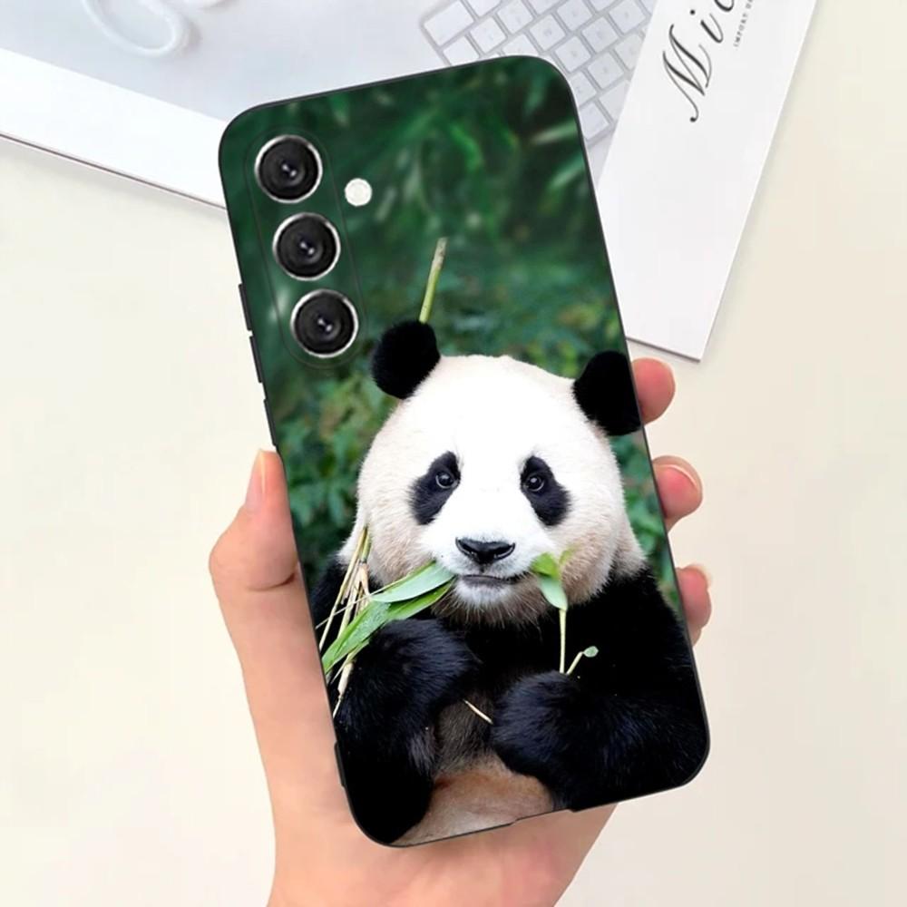 Cute F-Fubao Animal Panda Phone Case For Samsung S25,S24,S21,S22,S23,S30,Ultra,S20,Plus,Fe,Lite,Note,10,9,5G Black Cover