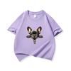Kids Cotton T Shirt Adorable French Bulldog Zipper Print Crew Neck Short Sleeve Tee Casual Boys Girls Summer Tops