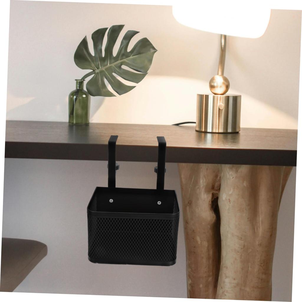 Housoutil Mesh Desk Easy Installation and Desk Storage Basket for Remote and Cable Small Office Storage Rack Clamp-on Tray, Damage-Free Storage,