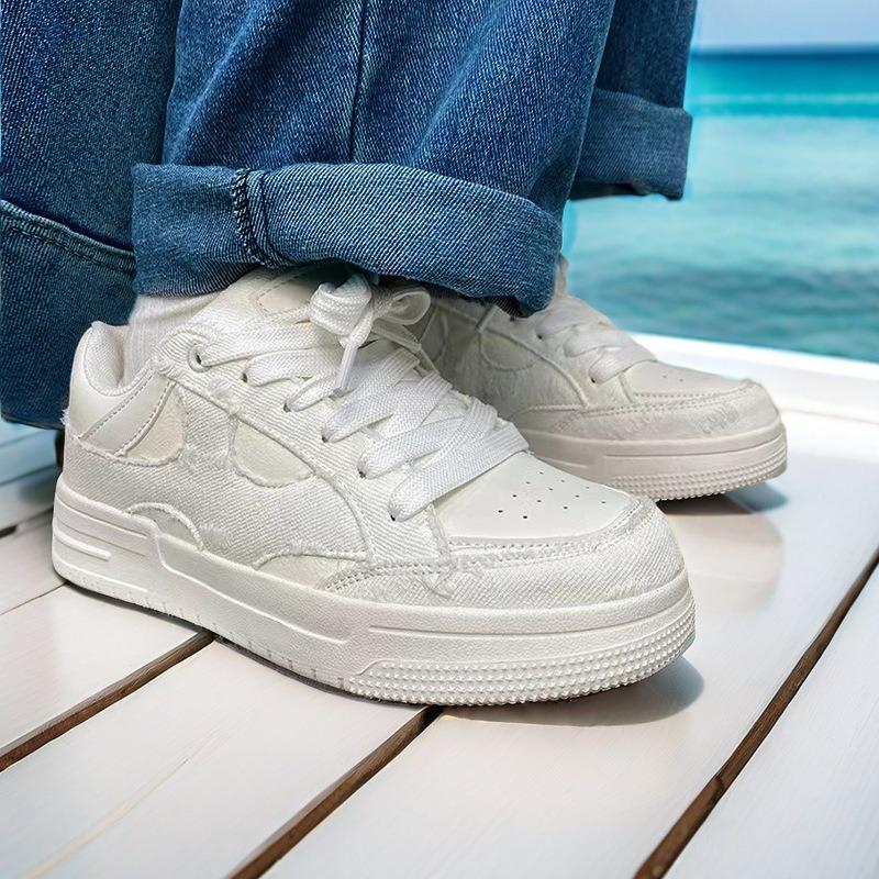 New student denim blue retro thick-soled heightening casual bread shoes breathable sports board shoes