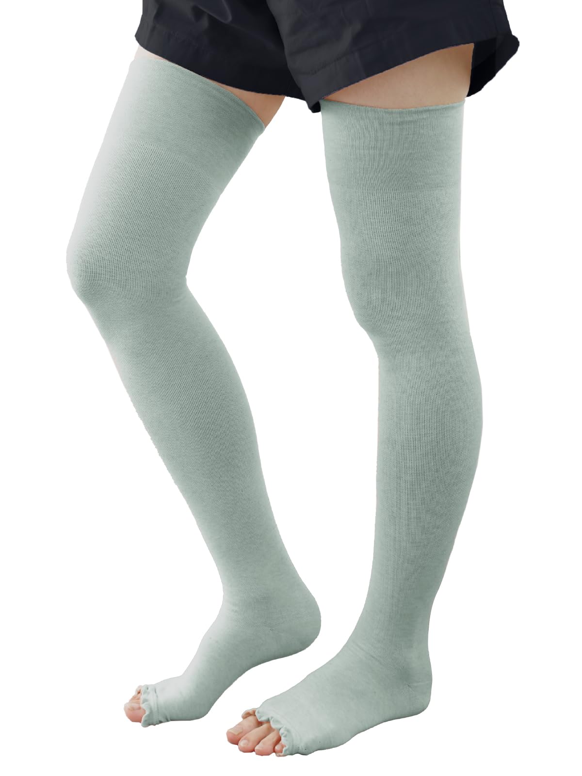 

Компрессионные Органические Открытые для Сна и Ночного Времени 1 Над Носки Сделано в Японии, Длинные, Хлопковые, С Пальцами, Высокие до Колена, Использование, Пара, Колено, (Гардения)