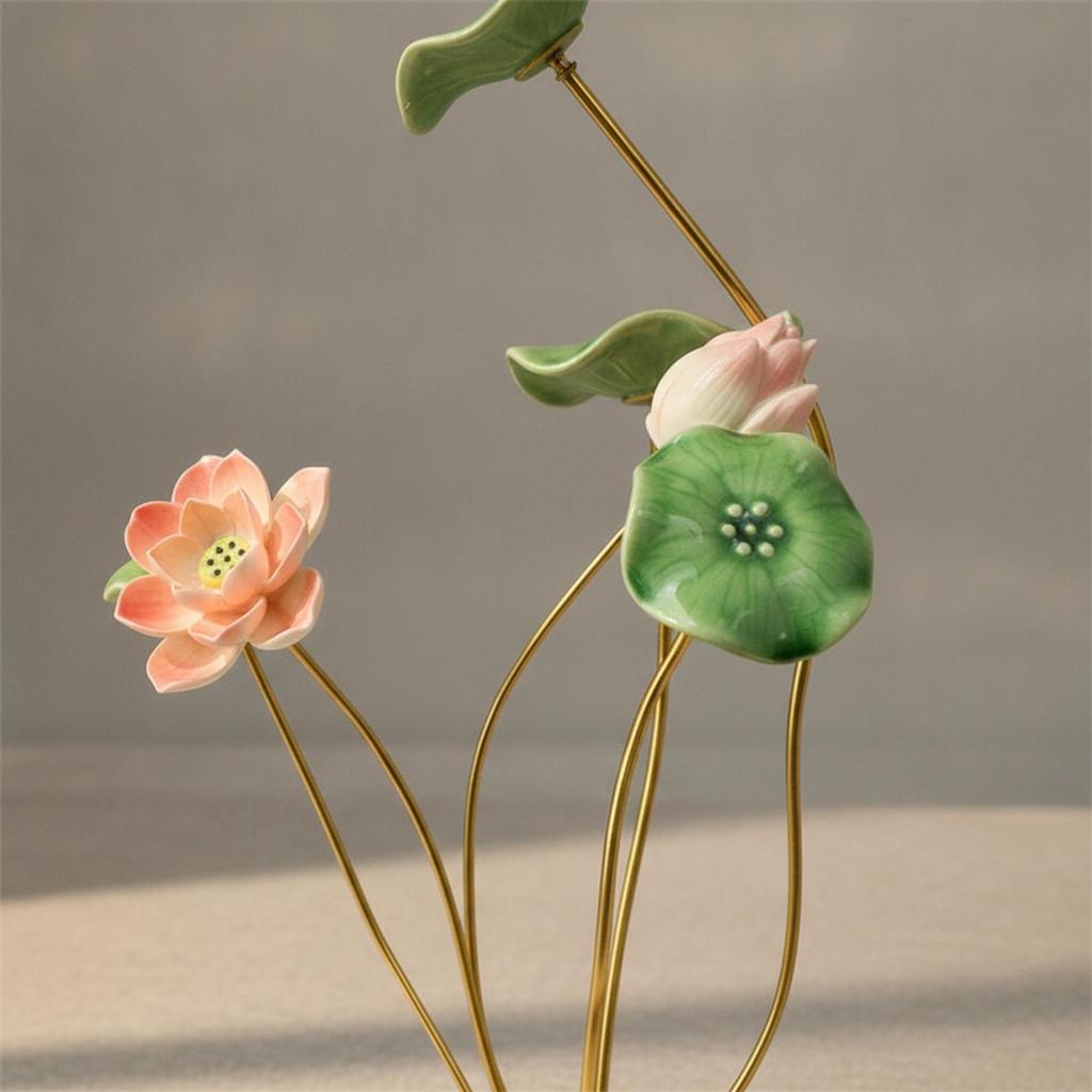 Metal Floral Sculpture Elegant Botanical Ornament for Living Room