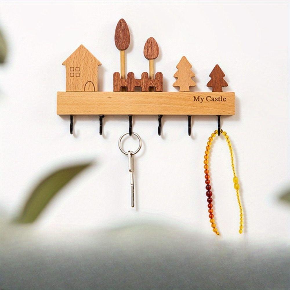 Nyckelkrok i massivt trä, giftfri, dekorativ krok, klädhängare, kök, badrum, sovrum