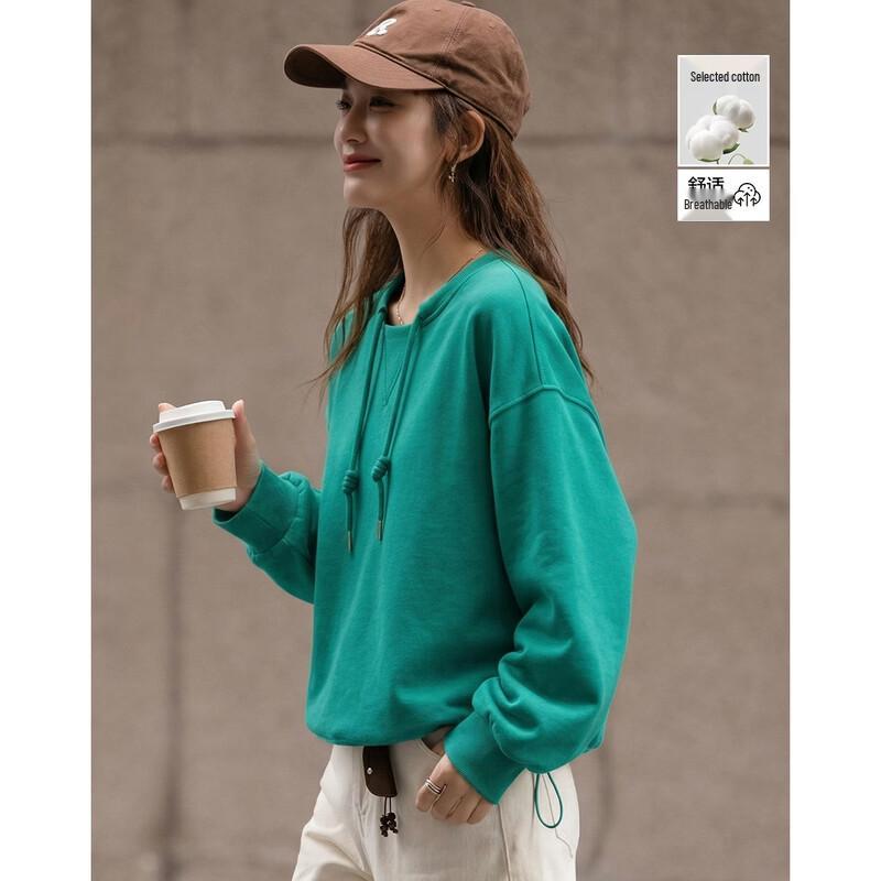 Demana Women's Cloud Cotton Round Neck Drawstring Sweatshirt