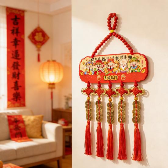 Chinesische Neujahrsdekoration 2026 Jahr des Pferdes Türschild Traditionelles Wandbehang-Ornament mit kleinen Glöckchen für das Frühlingsfest Zuhause Büro Geschäft