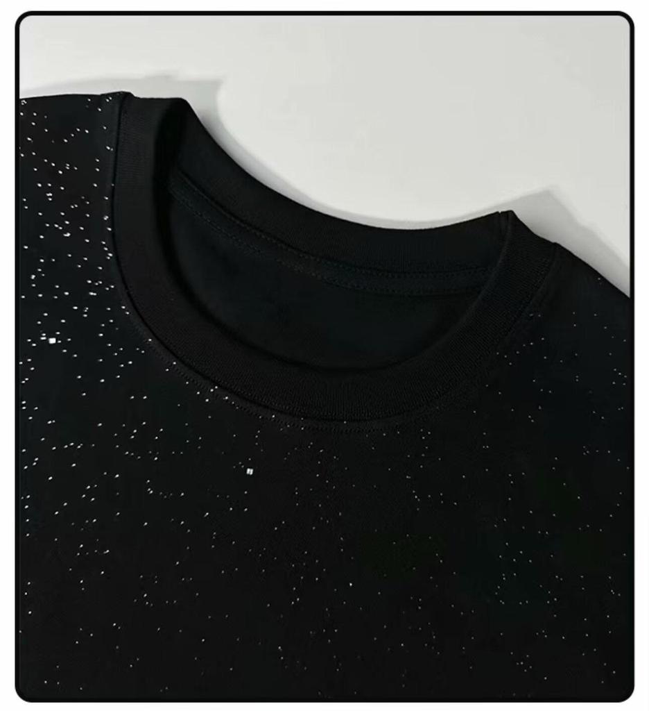 Summer 2025 Starry Sky Baby's Breath Sequin Loose T-Shirt