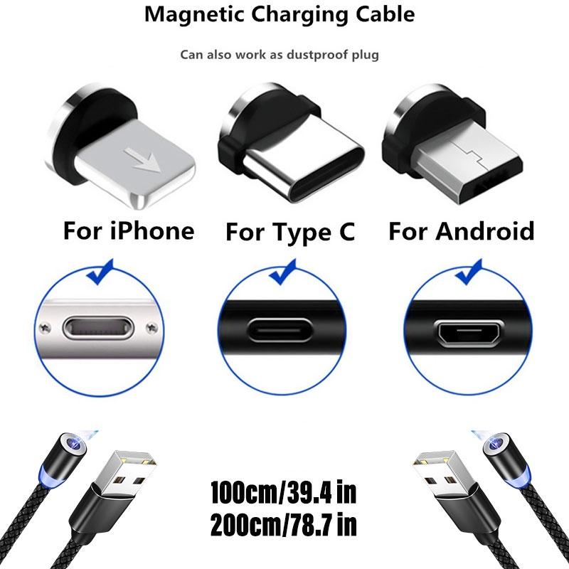 Magnetic Charging Head 360 Degree Rotation For Android And Iphone Aluminum Alloy Charging Interface