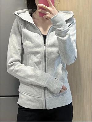 Damen Kapuzenpullover im koreanischen Stil, mit Fleece gefüttert, schmal geschnitten, Winter, mit Reißverschluss
