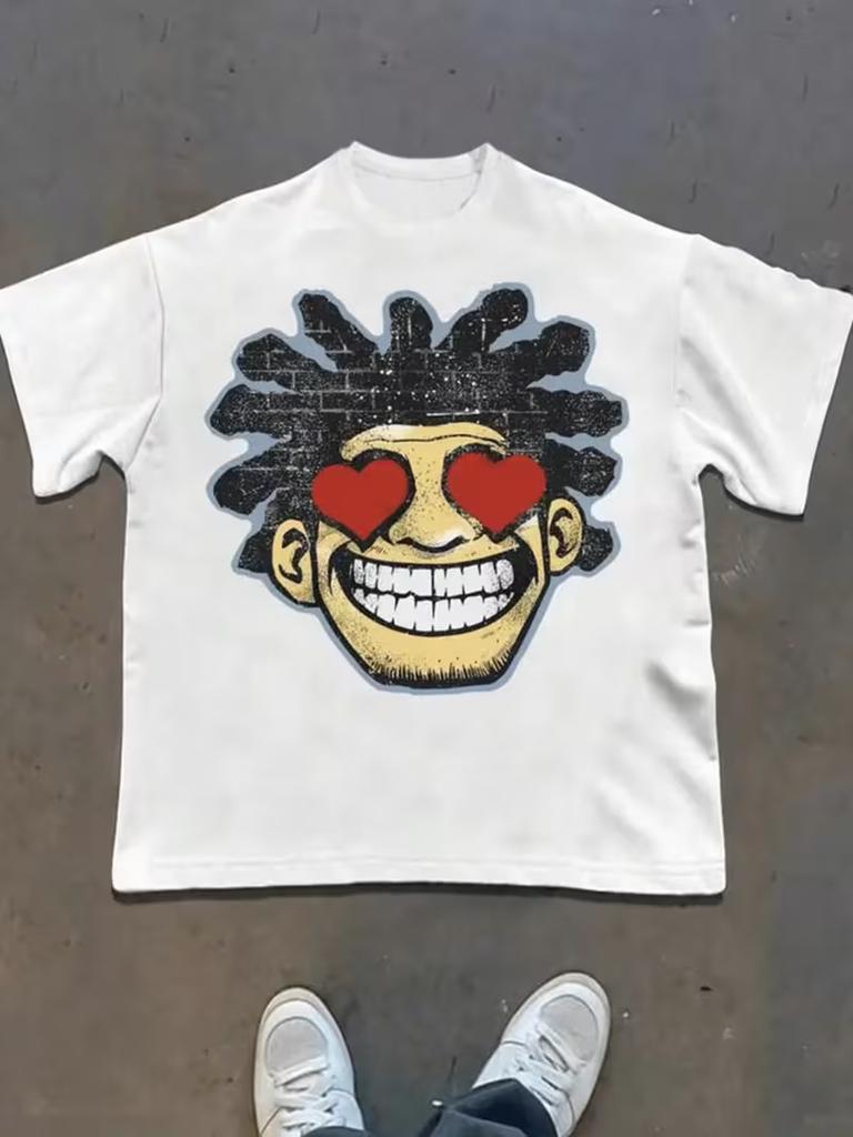 Summer 2026 New Arrivals Fun GraffitiPrint TShirts Loose Fit Crew Neck 90sInspired Cropped Tops Y2k Trash Style