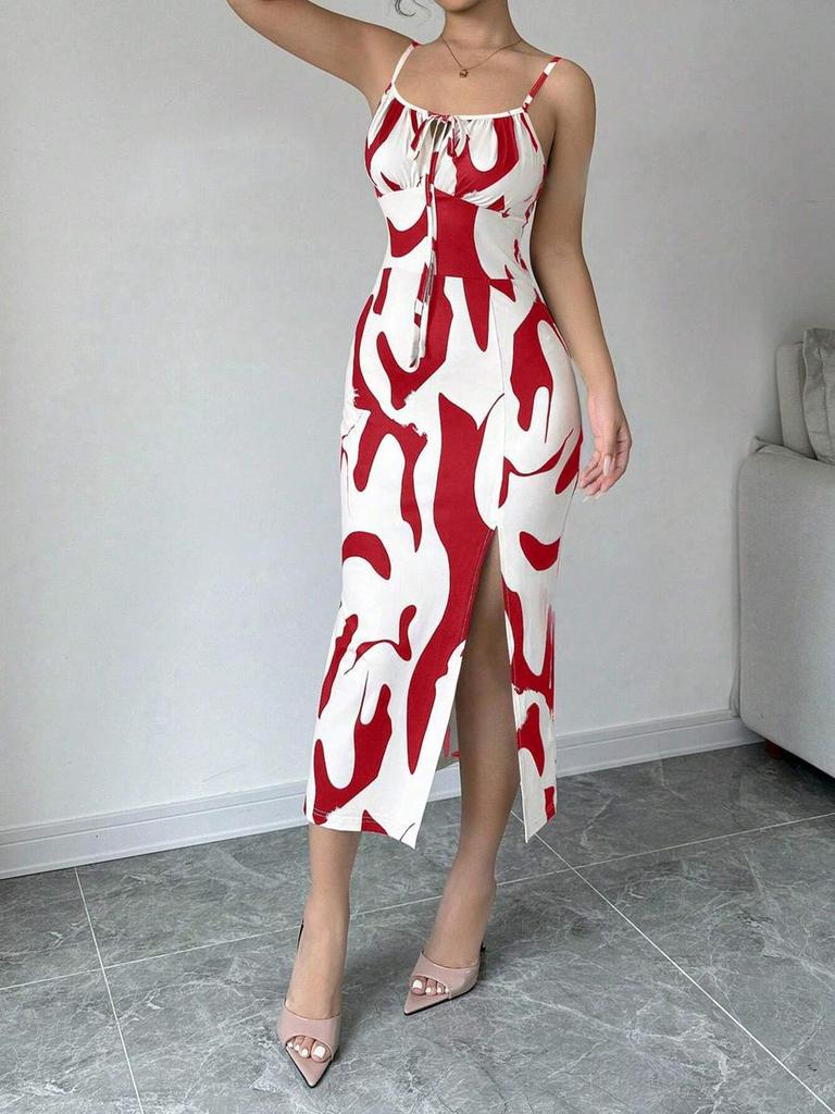 Spring/Summer New Arrivals USA Ins Style Printed Leopard Print Strappy Dress