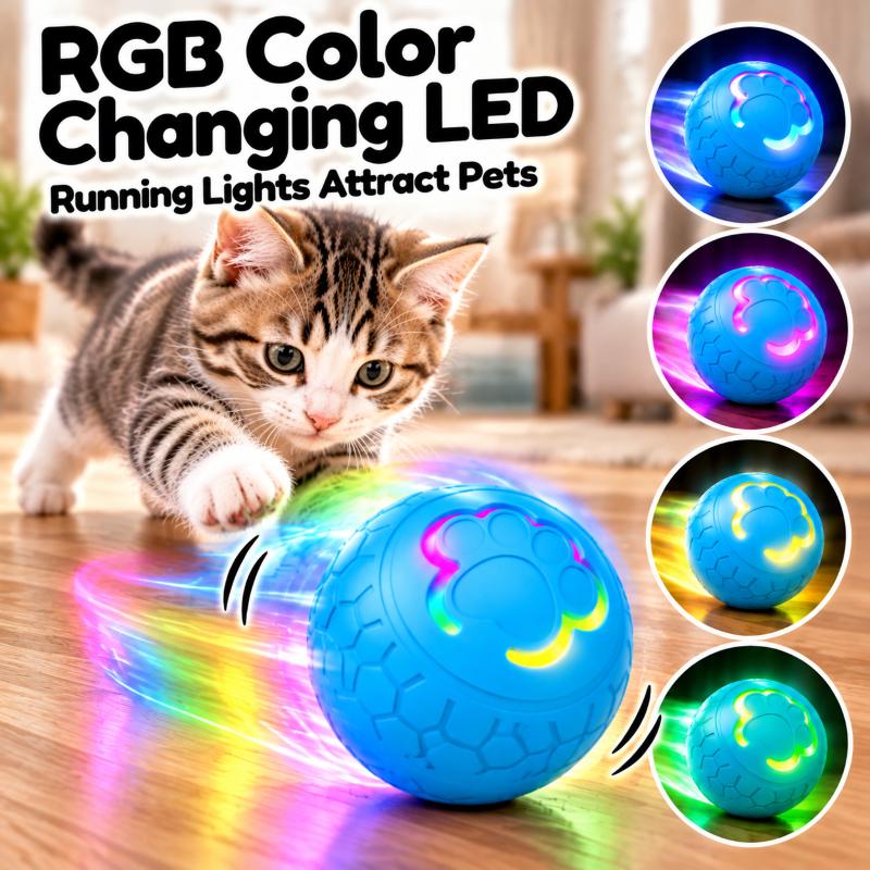 Interactive Smart Pet Toy Ball Motion Activated Hunting Toy Automatic Rolling Color Changing Self Entertainment Cat Small Dog 1
