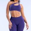 Seamless High Elastic Matte Nylon Asymmetrical Backless Yoga Sports Bra