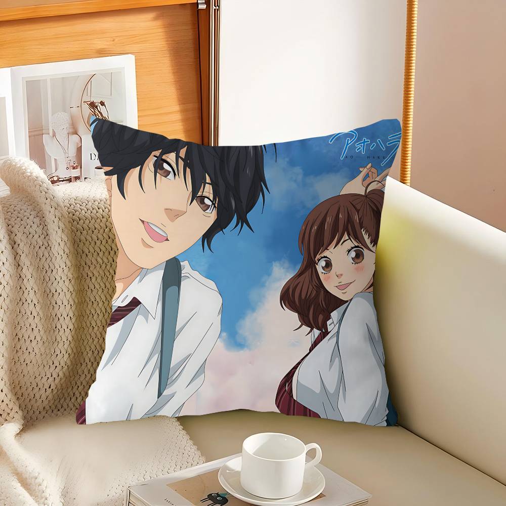 A-Ao H-Haru R-Ride Anime Pillow Covers Cartoon Sofa Decorative Home Double-sided Printing Short Plush Cute Cushion Cover