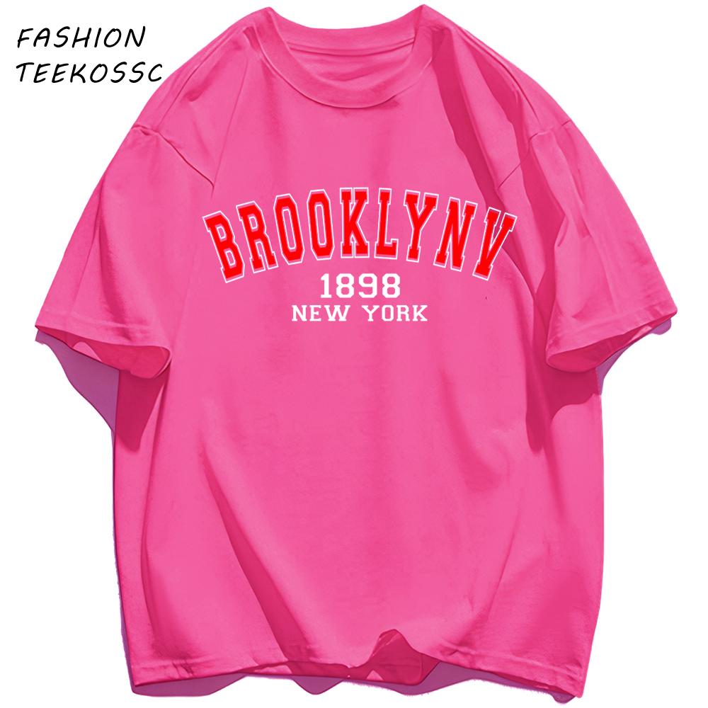 Brooklyn 1898 New York Men Basics TShirt Casual AllMatch Short Sleeve Cotton Oversized Sportswear Summer Crewneck T Shirts