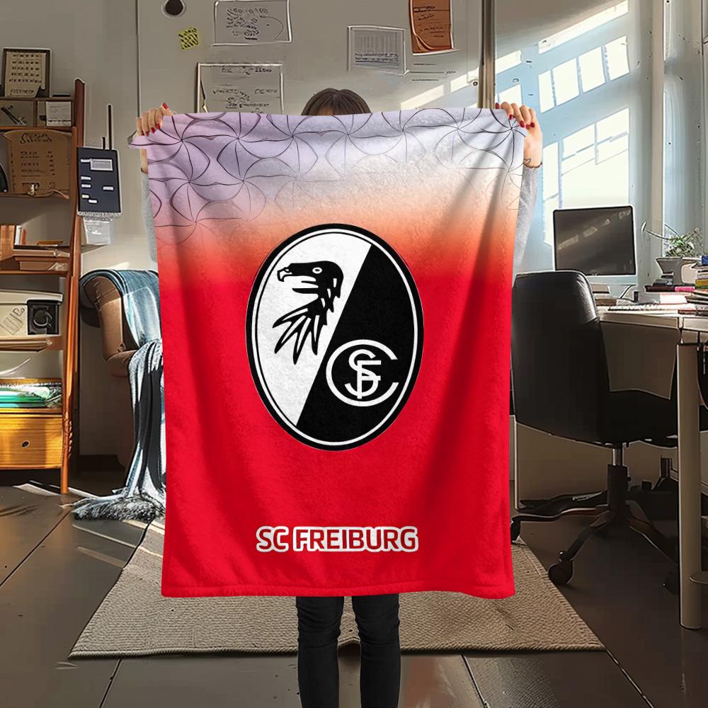 1Pc SC Freiburg Print Flannel Blanket High Quality Warm Comfortable Cover for All Seasons Perfect for Gifts Home Decor