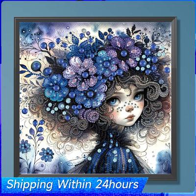 Kleines Mädchen Teil-DIY Unregelmäßiger Bohrer Diamantmalerei Edelsteinkunst für Erwachsene/Anfänger Geschenkidee Heimdeko 30x30CM