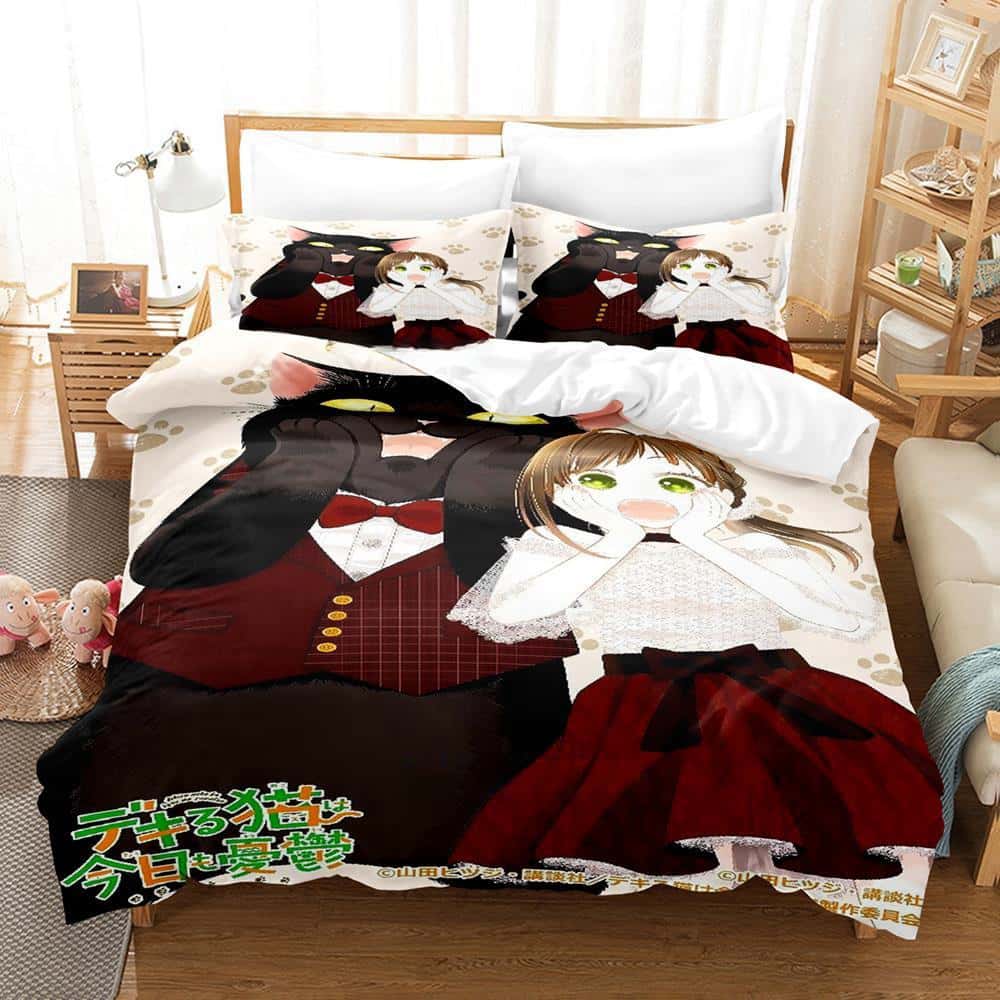 

3d Print The Masterful Cat Is Depressed Again Today Bedding Set Cartoon Anime three-piece Set Adult Kid Bedroom Duvet Cover Sets EU single(135x200cm)