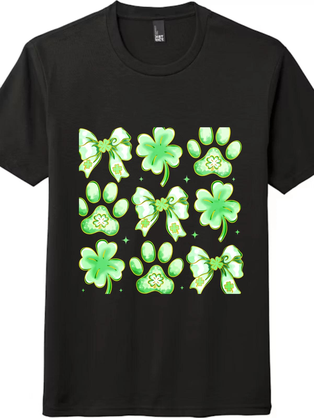 Lucky Clover Dog Paw Bow Unisex kids boys T-Shirt, St. Patrick s Day Pet Lover Gift kids boy kids boy tee 140