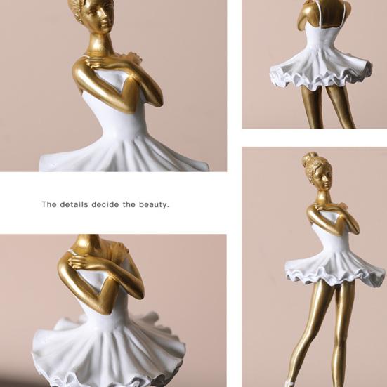 Counterweighted Base Figurine Ballet Dancer Figurine, Ballerina Statue with Stable Round Base, Resin Artistic Dance Sculpture Figurines, Elegant