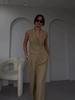 2024 Summer European & American Solid Color Lapel Sleeveless Vest and Wide-Leg Long Pants Set