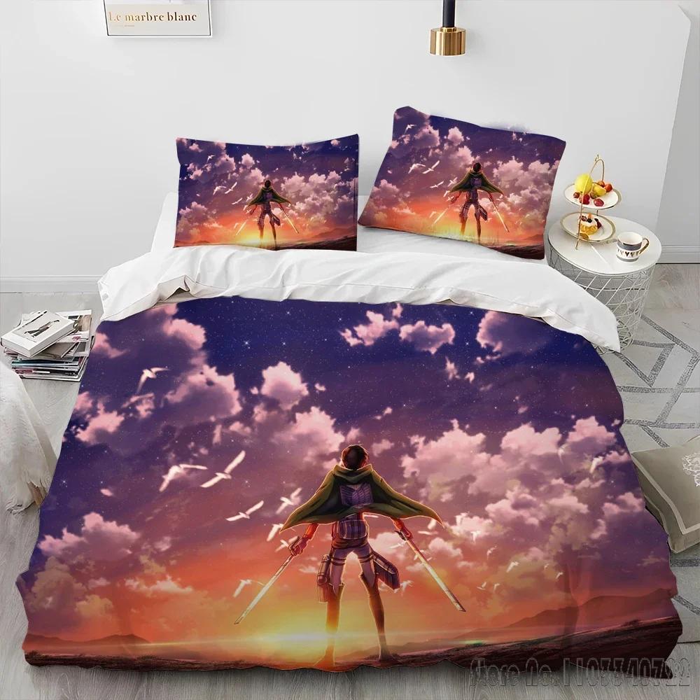 Japanese Anime Attack On Titan Duvet Cover Set HD Comforter Cover for Kids Bedding Sets Bedclothes Bedroom Decor