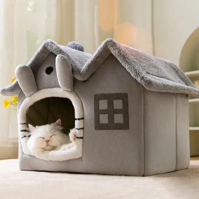 Faltbares Katzen- und Hundehäuschen Material Weiche Unifarbe Bequemes Lockeres Kleinkatzenbett Abnehmbar Waschbar Bequeme Haustierspielzeuge