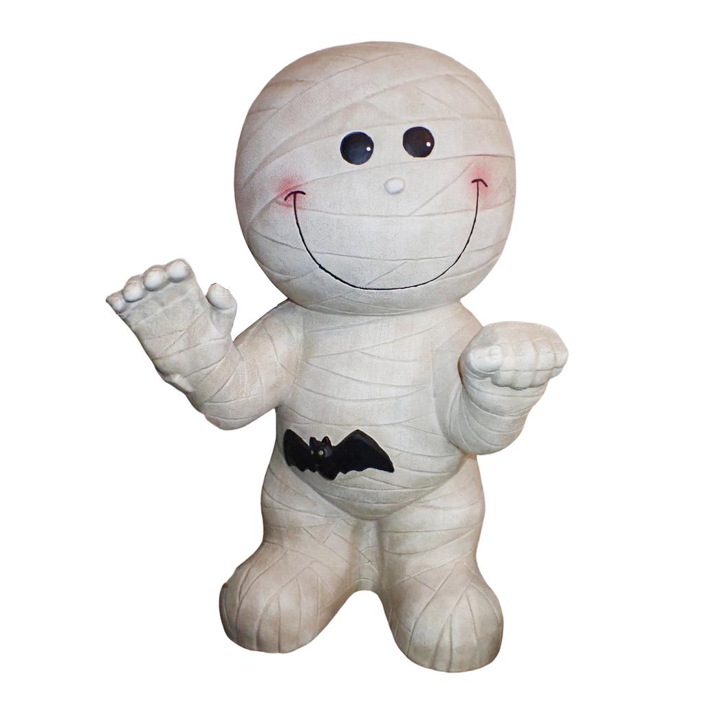26cm Resin Mummy Figurine Standing Decorative Statue Wrapped Bandage Design with Bat Detail for Indoor Display Collectible Ornament