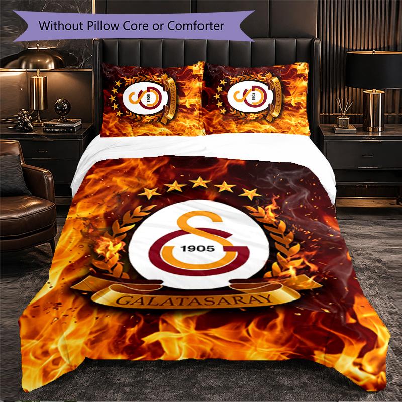 Biancheria da letto a tema Galatasaray FC Set 3 Pezzi Copripiumino Biancheria da letto decorativa per camera da letto per adolescenti Decorazione per la casa
