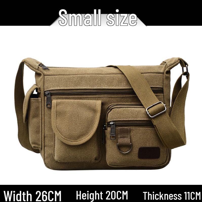 Hochwertige Herren-Canvas-Umhängetasche mit Doppeltaschen für Reisen