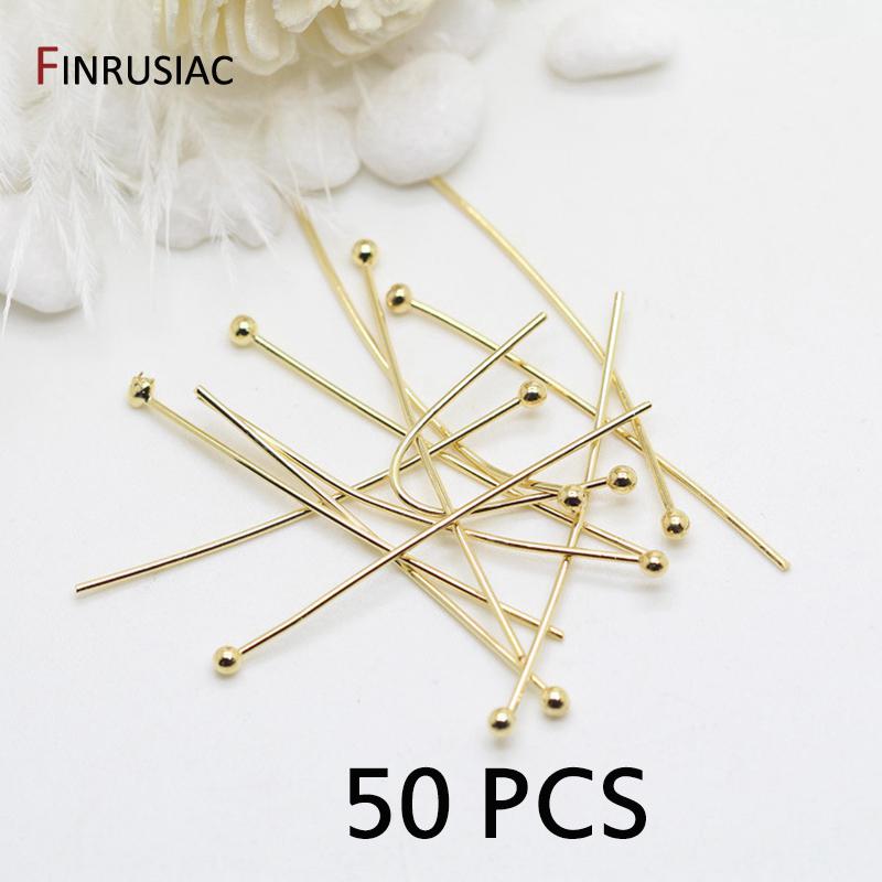 Wholesale 14k Gold Plated Brass Metal Ball Head Pin For Jewelry Making Beading Pins Findings Supplies DIY Make Jewelry