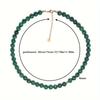 Malachite Beaded Choker Necklace with Gold Accents – Natural Stone Protection Jewelry for Women, Dainty Boho Gift