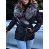 Winter Coat Women Bright Surface Large Collar Short Down Cotton Jacket Punk Style Slim