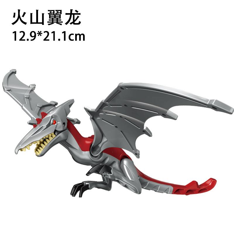 Large Dinosaur Model Building Block Triceratops Broad-Eared Pterosaur Carnivorous Bulldragon Tyrannosaurus Rex Velociraptor Assembling Toy