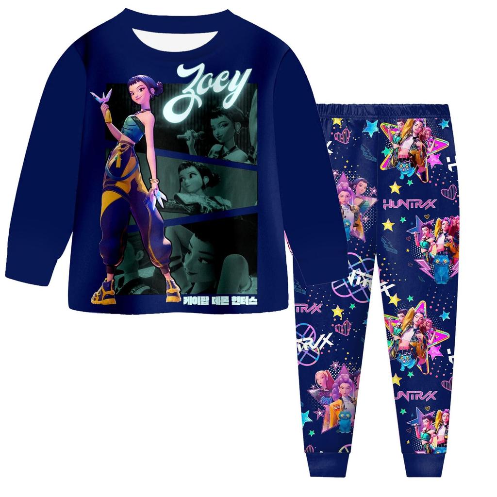 Dětský módní oblek Sukně Kulatý výstřih Top s dlouhým rukávem Kalhoty