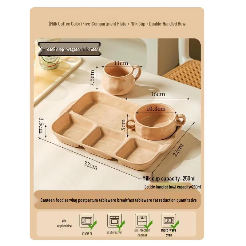 HANDUNYOU Ceramic Divided Meal Set