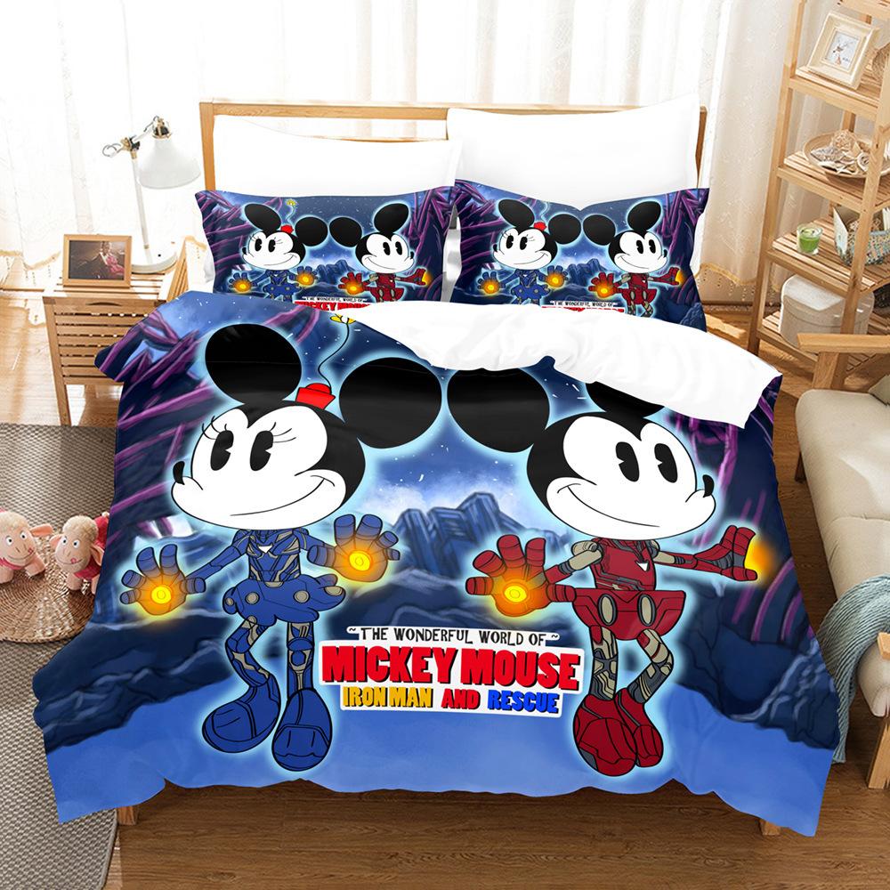 3D Cartoon Animation Bedding Three-Piece Digital Printing Microfiber Polyester Cotton Quilt Cover